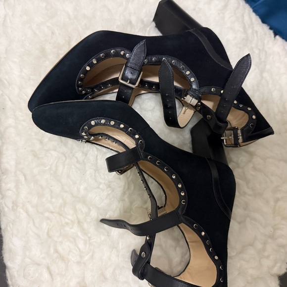 Jimmy Choo 65mm Hartley Black Studded Accents Suede Bootie Pumps EU37 - Picture 5 of 10